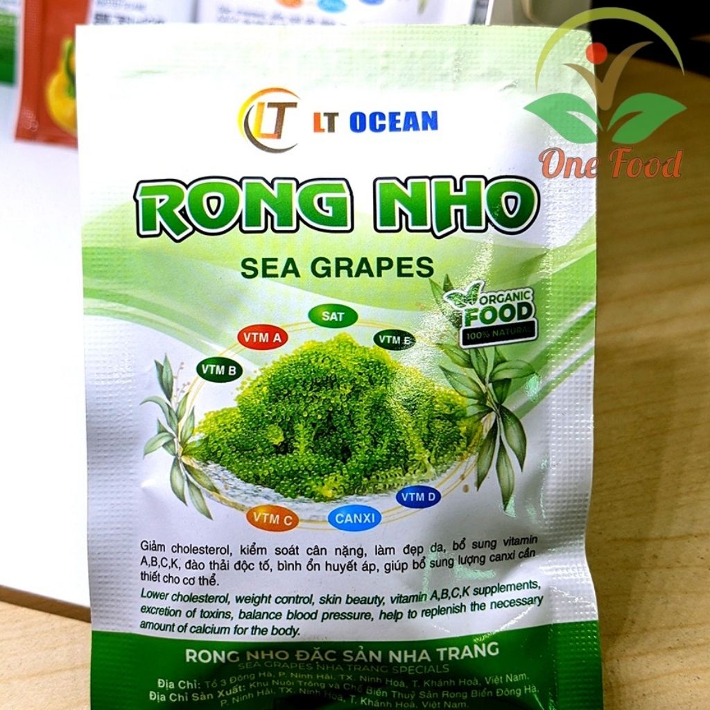 Rong Nho Tươi Tách Nước Khánh Hòa, RONG BIỂN ĂN LIỀN Kèm Sốt Cao Cấp Giàu Dinh Dưỡng, OneFood68