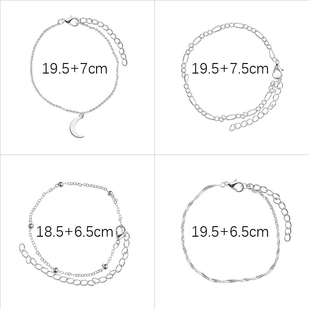 Bộ 4 Lắc Chân Họa Tiết Mặt Trăng Phong Cách Boho Thời Trang Đi Biển Mùa Hè|Lắc Chân Trần Màu Sắc Thời Trang