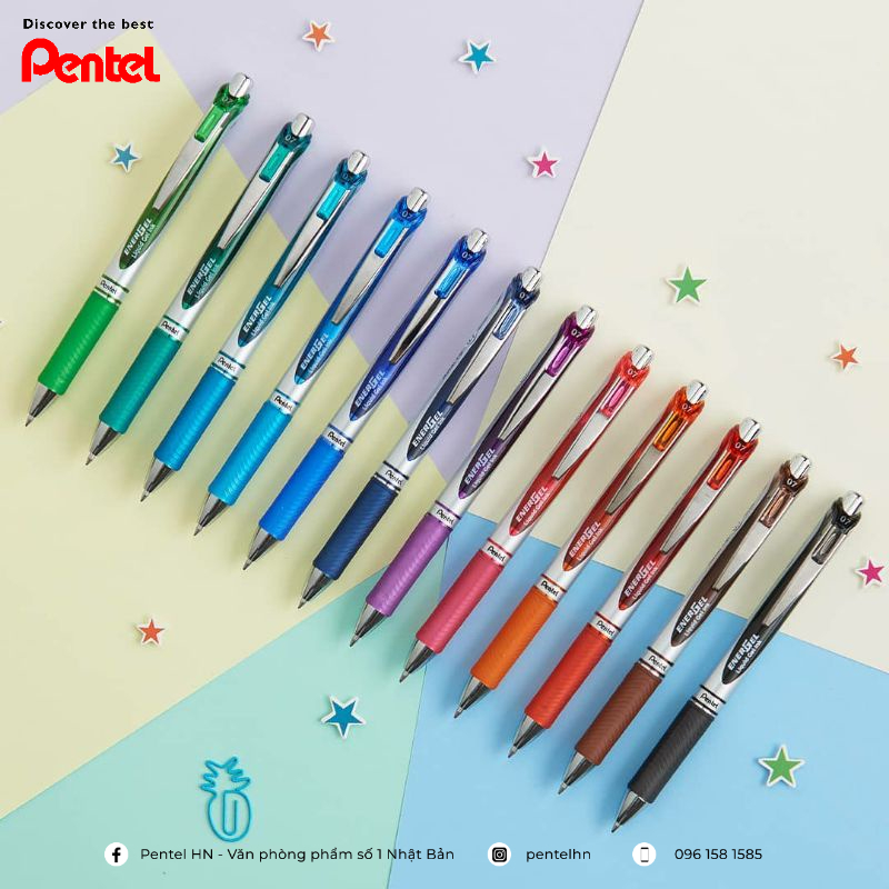 Bút Ký Pentel EnerGel BL77 | Ngòi 0.7mm Với 12 Màu Mực Sống Động | Công Nghệ Mực Pentel Siêu Nhanh Khô | Không Tắc Mực |