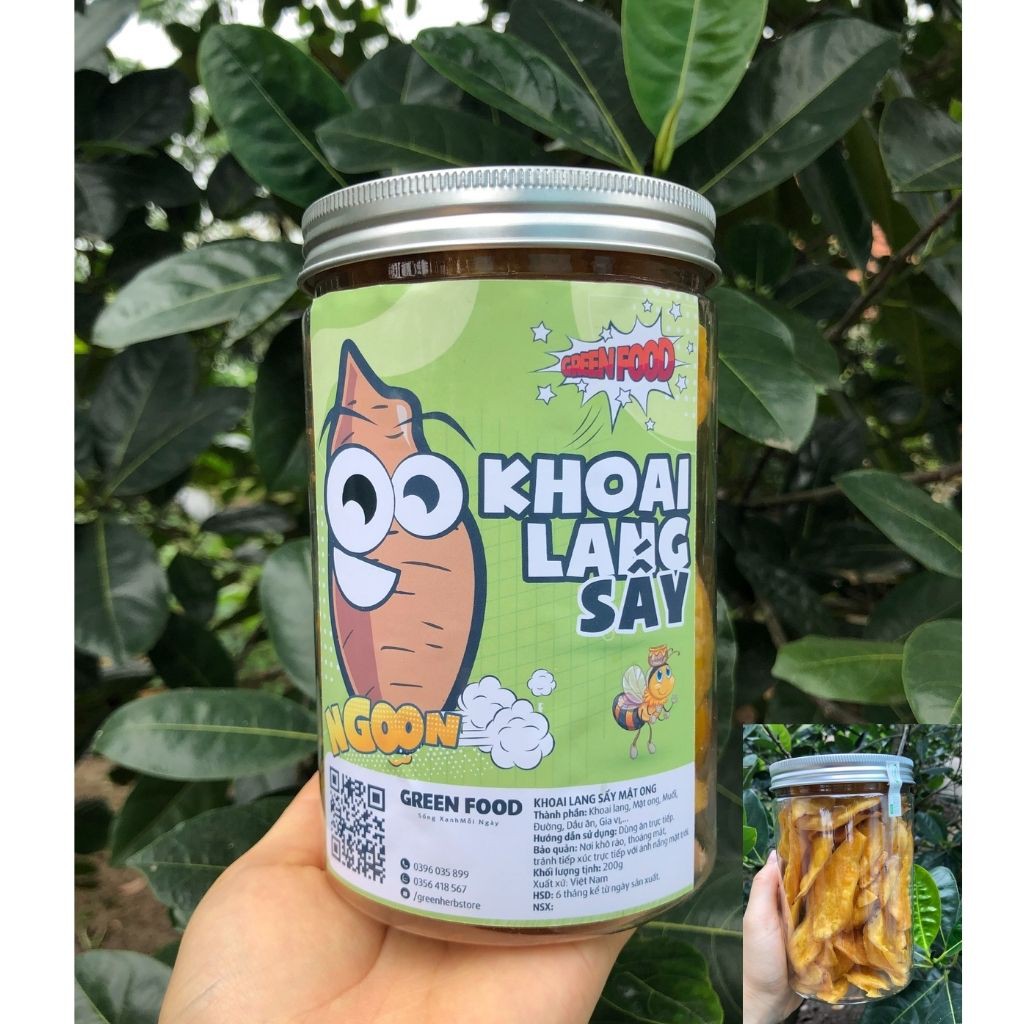 Khoai Lang Sấy Mật Ong Đồ Ăn Vặt Đảm Bảo Vệ Sinh An Toàn Thực Phẩm 200gram GREEN FOOD