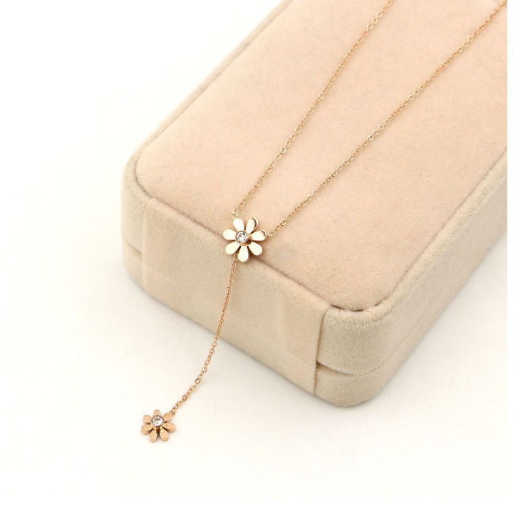 Dây Chuyền Hoa Cúc Titan Ko Đen Cao Cấp TT 2134