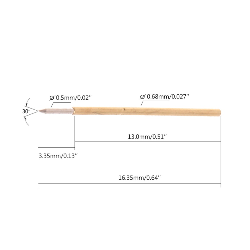 Set 100 Đầu Dò Thử Điện Đường Kính 0.68mm Dài 16.55mm