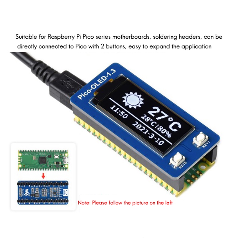 Waveshare Display ule for Raspberry Pico 1.3-Inch OLED Display ule SH1107 I2C/SPI Communication Expansion Board | BigBuy360 - bigbuy360.vn