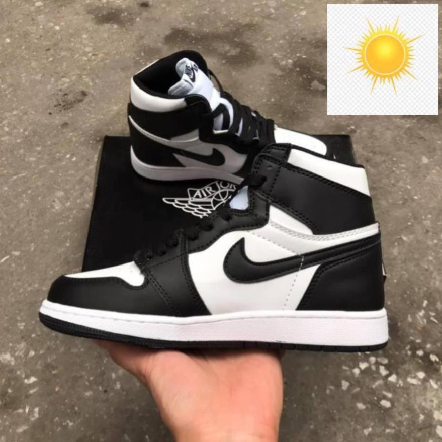 Giày Sneaker Nike Jordan Panda Cổ Cao, Giày JD1 Thời Trang Nam Nữ Đen Trắng Bằng Da Cao Cấp -P()* 🌉