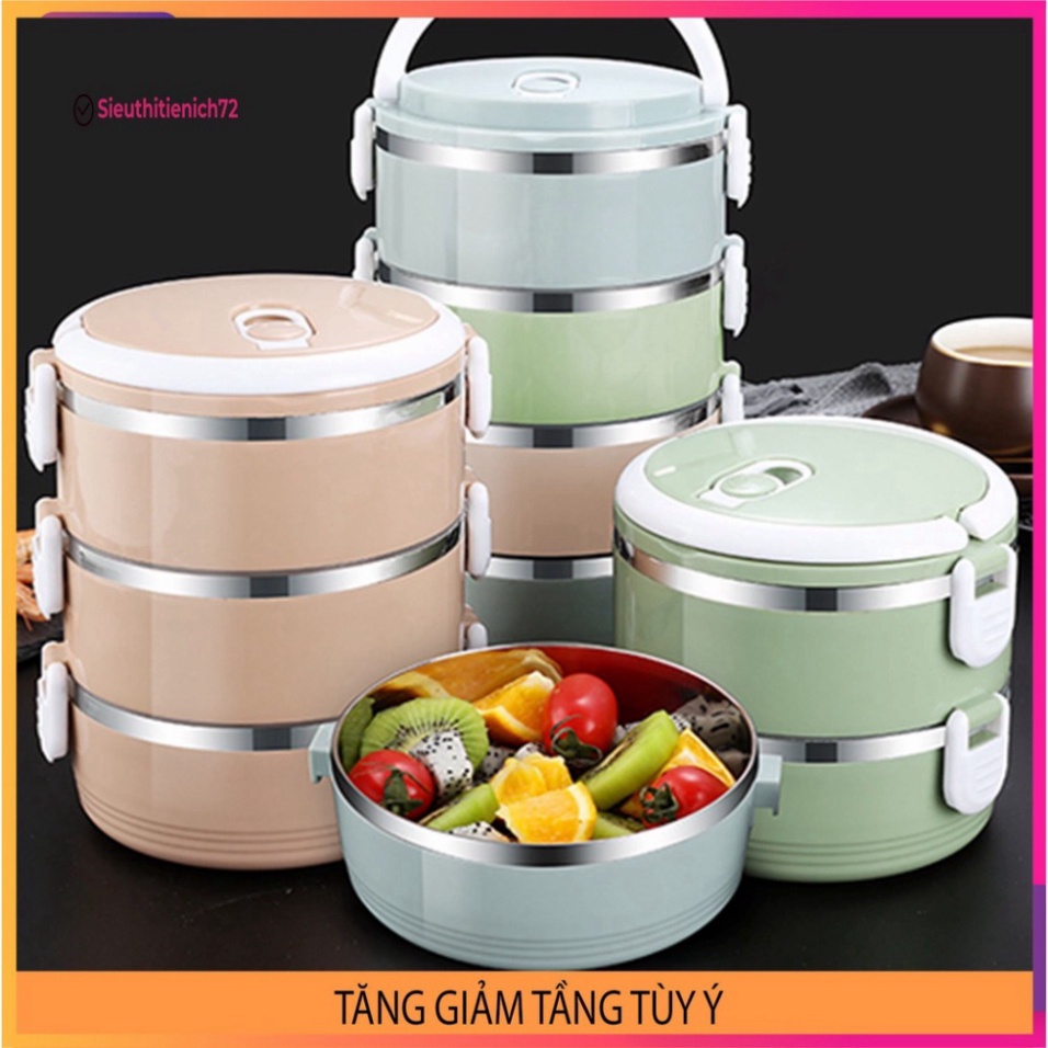 (FREESHIP) Hộp đưng cơm giữ nhiệt lúa mạch 4 tầng - kho giá sỉ hưng yên ( ngẫu nhiên màu )