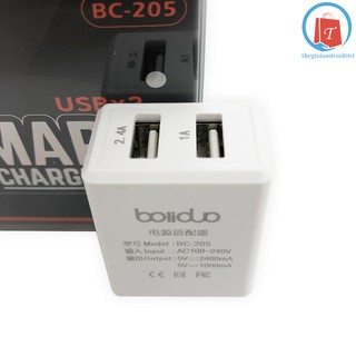 [Siêu rẻ] Củ Sạc 2 Cổng USB Boliduo BC-205 Hỗ Trợ Sạc Nhanh 2.4A