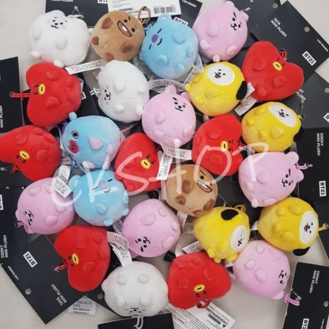 Móc khóa gấu bông BT21, bag charm, face keyring có sẵn