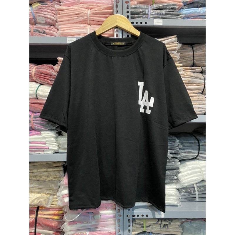áo phông nam nữ form rộng unisex in chữ LA 2 mặt