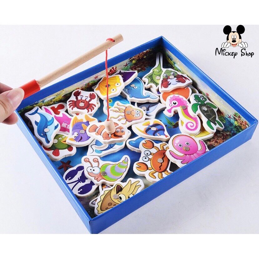 Bộ Đồ Chơi Câu Cá Nam Châm Gỗ Cho Bé, Đồ chơi gỗ phát triển trí tuệ, giúp các bé tập trung hơn.