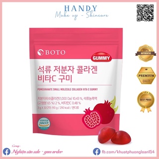 Kẹo dẻo vị lựu dưỡng da căng bóng sáng mịn Boto Collagen Gummy bịch 30 viên