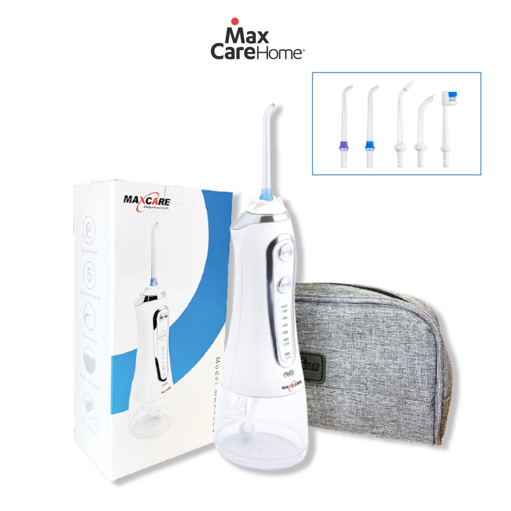 Máy tăm nước cầm tay Maxcare Max456S [SIÊU SẠCH] Nhật Bản - Tặng túi đựng cao cấp & 5 đầu tăm - BH chính hãng 12 tháng