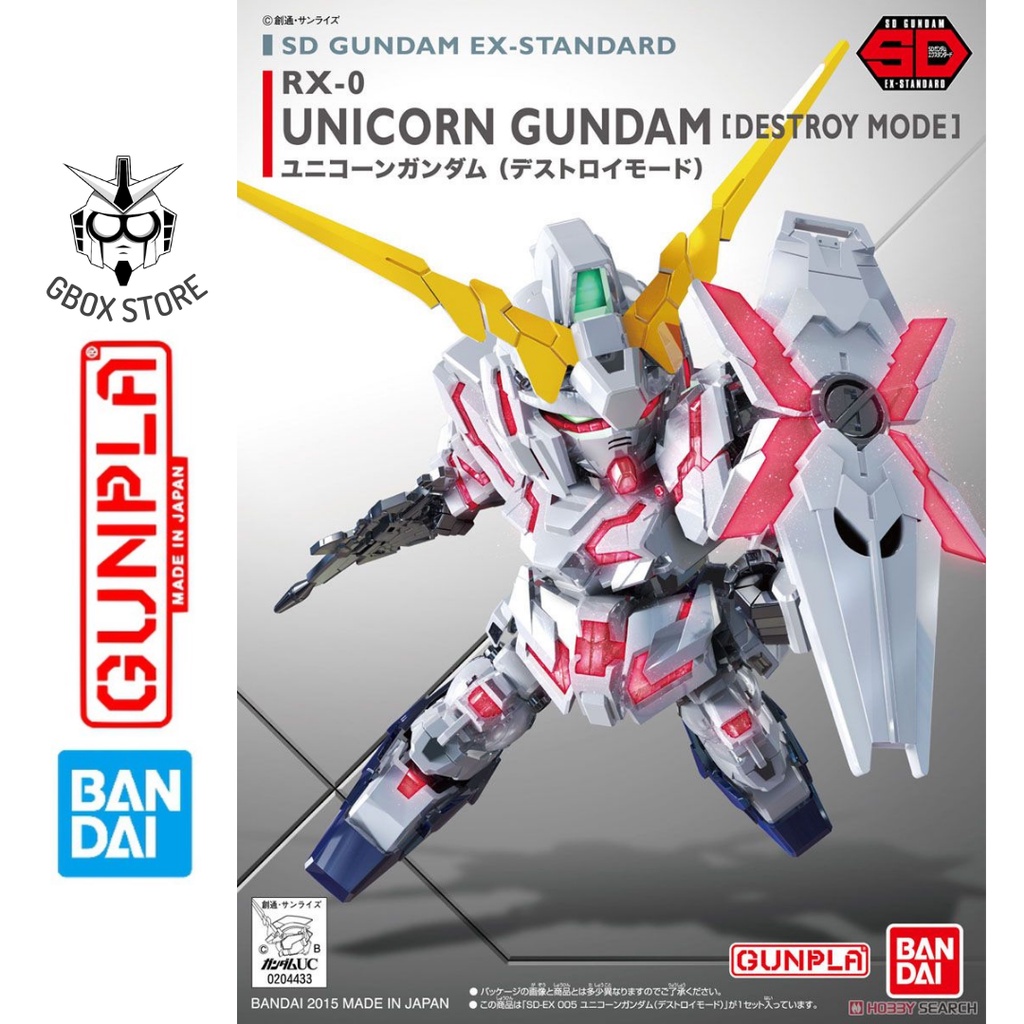 Gundam SD EX Standard Unicorn Gundam Destroy Mode Bandai 005 Mô hình nhựa lắp ráp