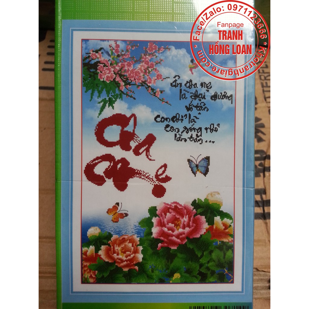Tranh đính đá cha mẹ H714