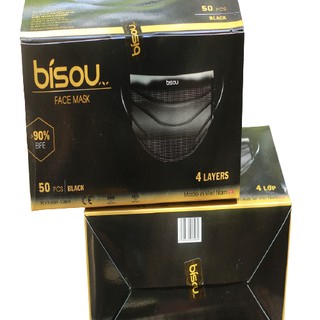 03 hộp Khẩu trang Y tế Bisou 4 lớp màu đen