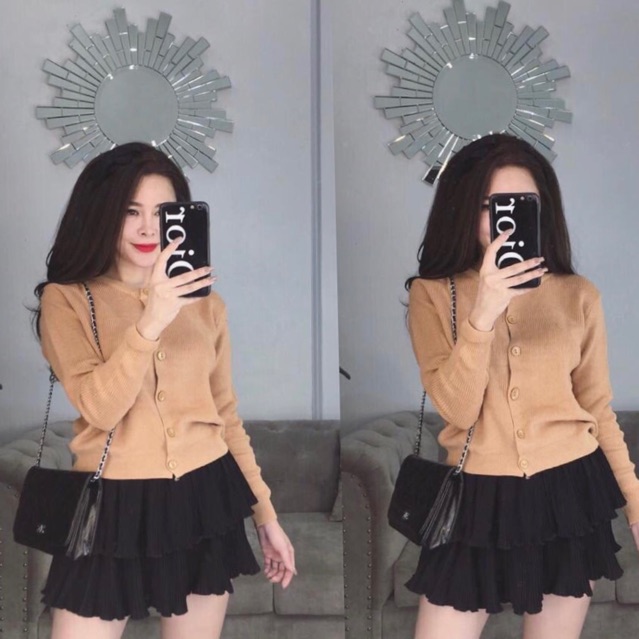 Áo len cadigan cúc cổ tròn | BigBuy360 - bigbuy360.vn