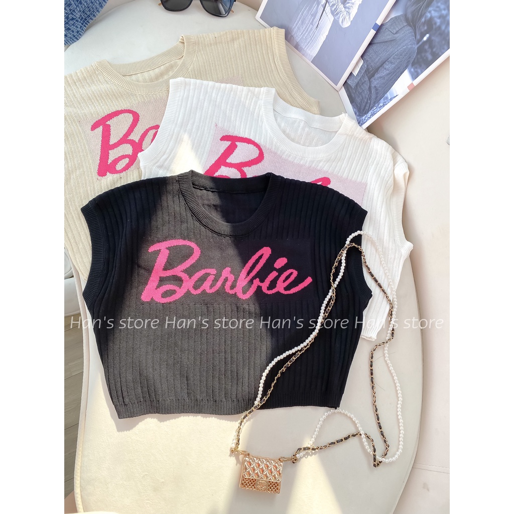 ÁO CROP TANKTOP BARBIE CHẤT LIỆU LEN ( ẢNH THẬT 1OO%)