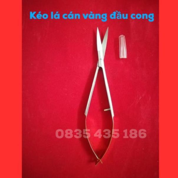 Kéo Lá Cán Vàng Đầu Cong 12cm