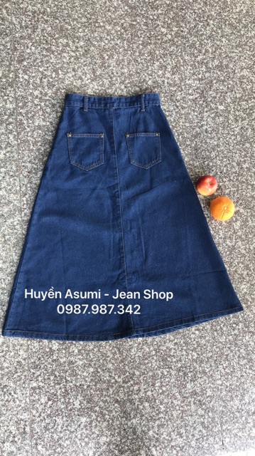 [Ảnh tự chụp] Chân váy jean dài xoè cài nút: 2 màu | BigBuy360 - bigbuy360.vn