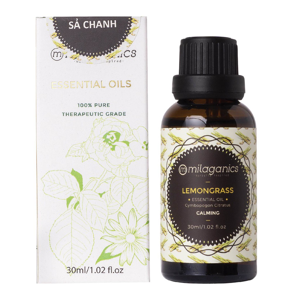 Tinh Dầu Sả Chanh Nguyên Chất Xông Phòng Đuổi Muỗi, Côn Trùng, Kháng Khuẩn MILAGANICS 30ml (Chai)