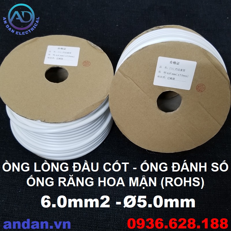Ống lồng đầu cốt, Ống đánh số, Ống răng hoa mận  D2.5 1.0mm2, D3.0 1.5mm2, D3.5 2.5mm2, D4.0 4.0mm2, D5.0 6.0mm2