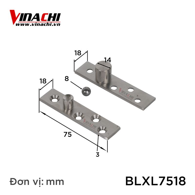 Bản lề xoay 360 độ lệch tâm - được làm bằng inox - Bản lề dày, chắc chắn - kt ; 75*18mm/95*20mm/98*24mm