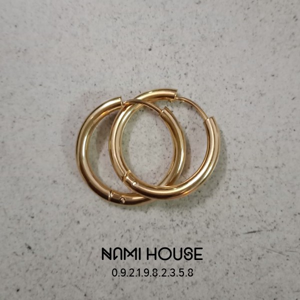 Bông tai unisex khoen tròn màu vàng nhiều size khuyên tai hot trend style hàn quốc phụ kiện kpop - namimi house