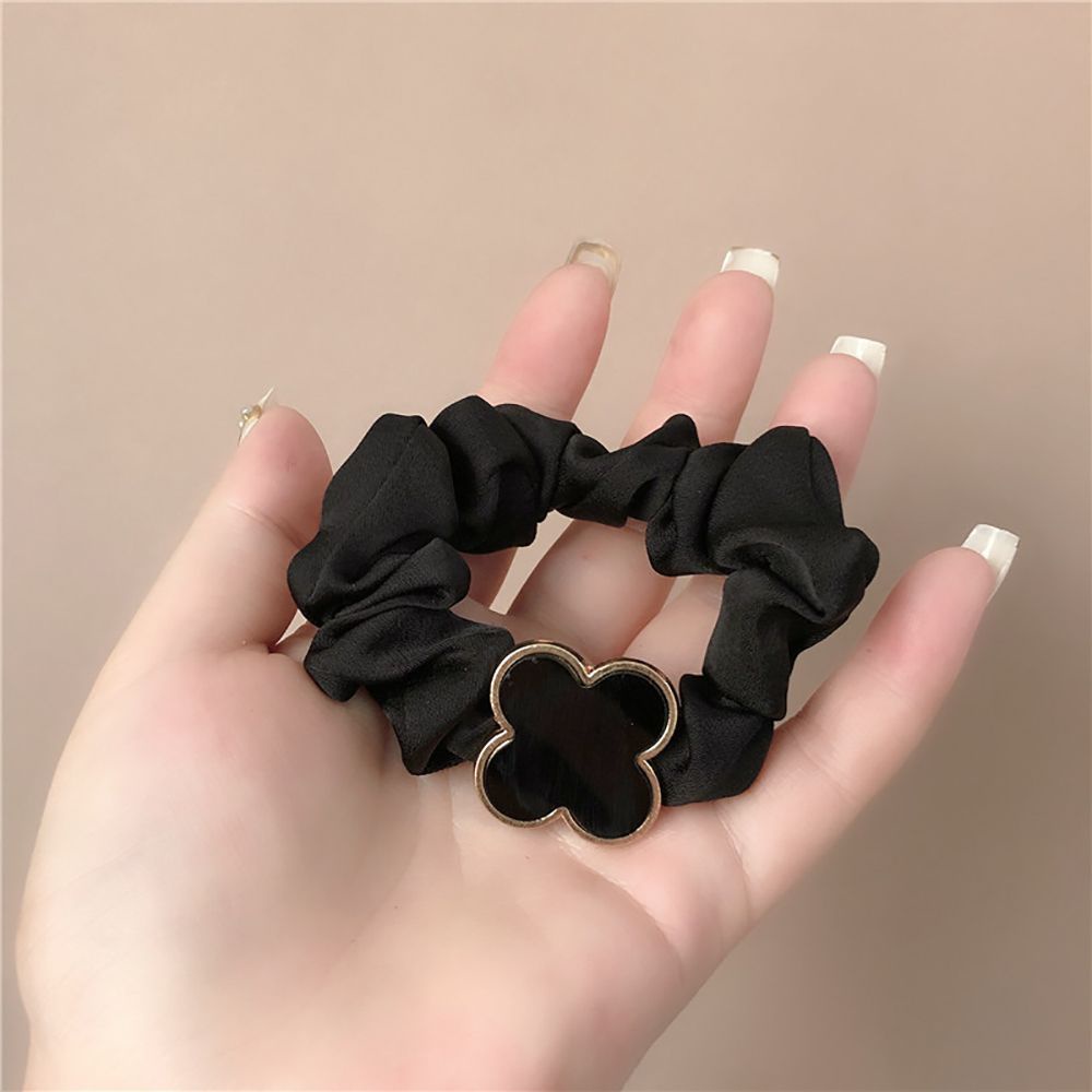 Dây buộc tóc hình cỏ ba lá bằng hợp kim nhiều màu sắc phong cách Hàn Quốc cổ điển cho nữ