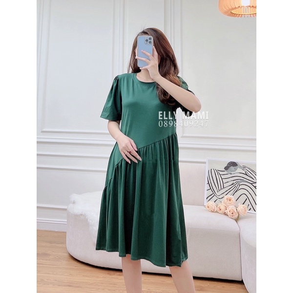 ( 40kg - 85kg ) Đầm Thun Bầu , Suông Đuôi Cá Chéo Form Dễ Mặc Thoải Mái Suốt Thai Kì &amp; Sau Sinh Thiết Kế Cao Cấp