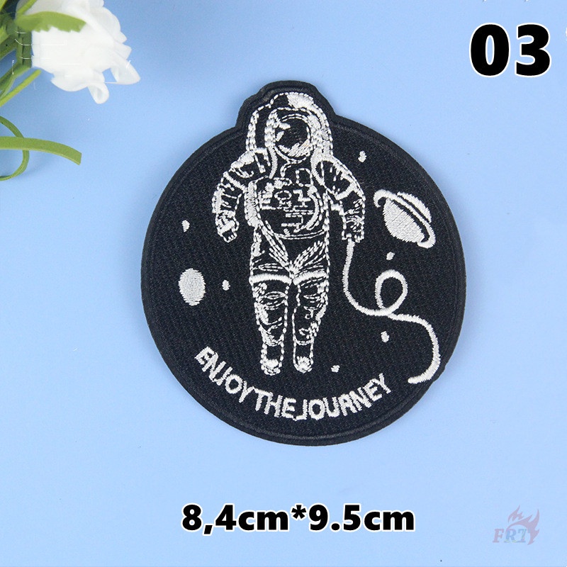 ☸ Miếng Vá Ủi Hình Phi Hành Gia &amp; Mặt Trăng - Enjoy The Journey ☸ 1 Sticker Ủi Thêu Hình Huy Hiệu