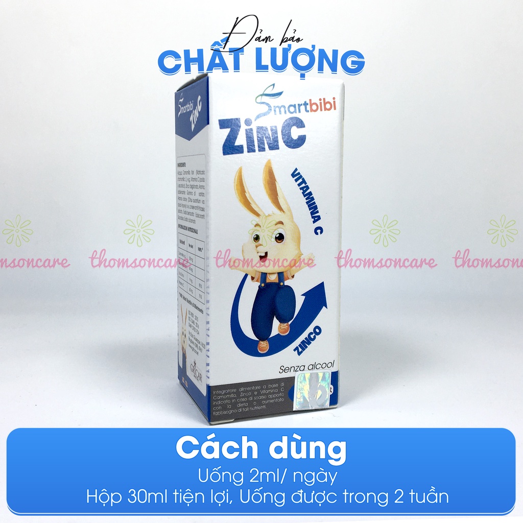 Smartbibi Zinc bổ sung siro kẽm tăng đề kháng, bé biếng ăn, tiêu hóa kém,tiêu chảy Smart bibi Zinc