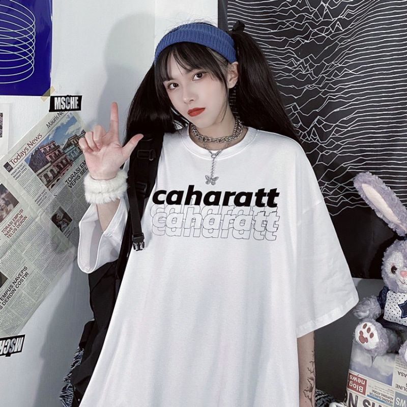 Áo thun cotton tay lỡ unisex nam nữ caharatt