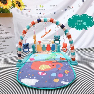 Thảm nhạc Con Voi có dây sạc điện cho bé nằm chơi có đàn piano và đèn