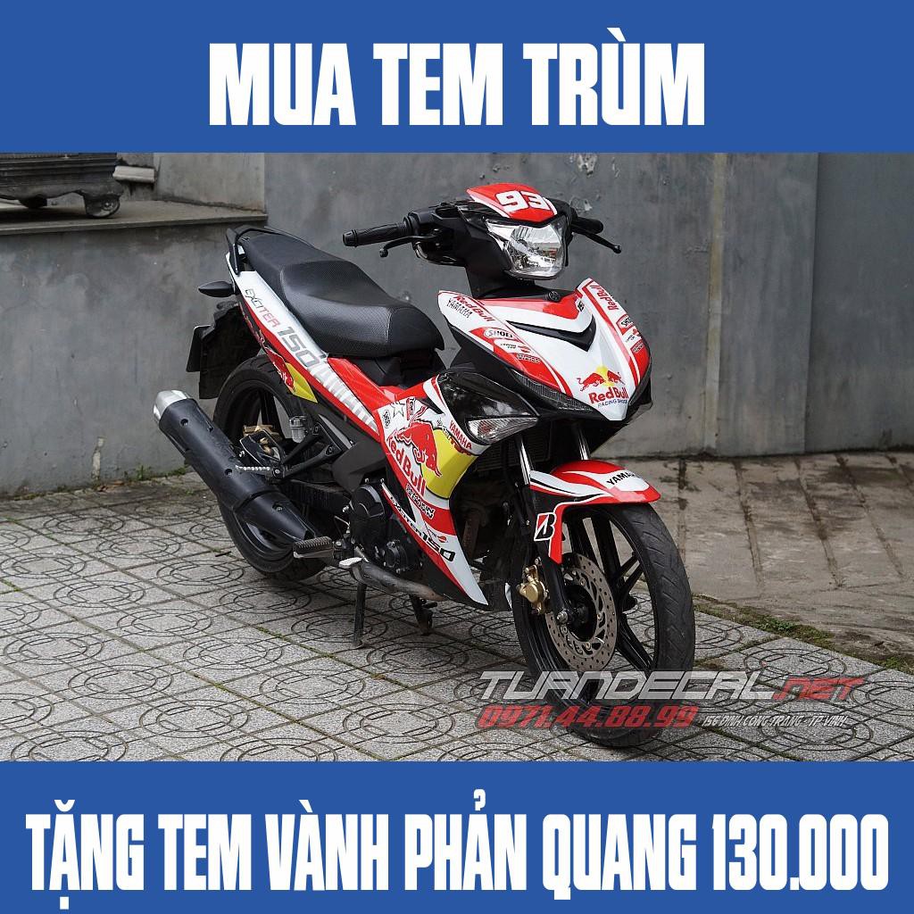 Tem Trùm Exciter 150 red bull đỏ trắng - Tặng tem vành phản quang trị giá 130.000đ