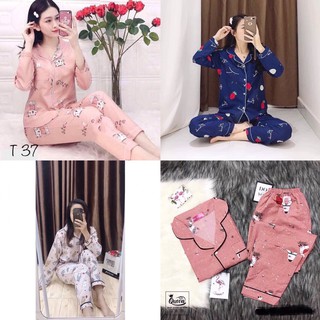 Bộ pijama thu đông quần dài áo dài cho nữ đủ màu sắc
