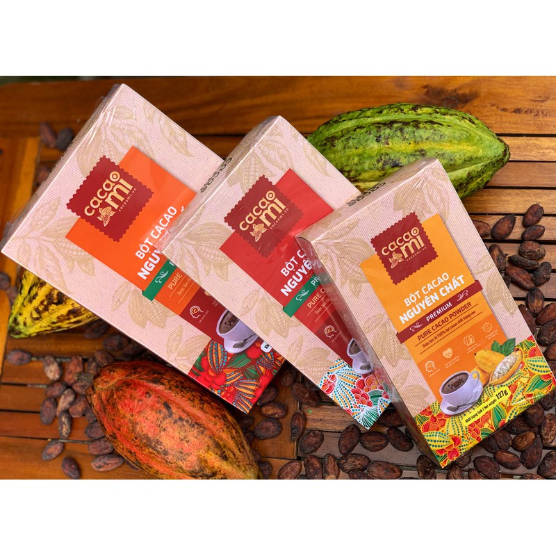 Thức uống sô cô la - Bột ca cao nguyên chất 100% gu đậm vị Cacao Mi loại Premium đặc sản Việt Nam chuẩn xuất khẩu 217g