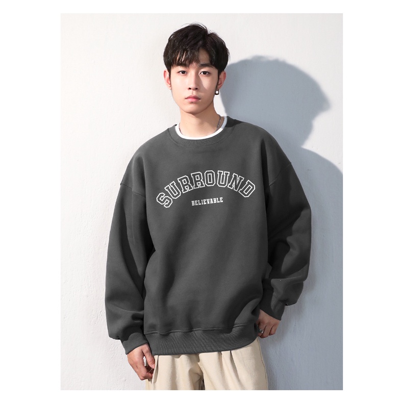 Áo SWEATER Nỉ Cổ Tròn Phối Chữ SURROUND Phong Cách ZANGZANG, Chất Nỉ Ngoại Siêu Dày Dặn Phong Cách Trẻ Trung Năng Động
