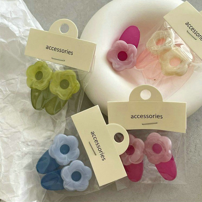 Bộ 2 Kẹp Tóc Hình Hoa Màu Kẹo Ngọt Thời Trang Hàn Quốc Cho Nữ