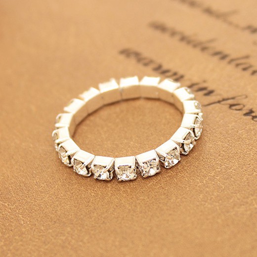 Nhẫn nữ đính đá lấp lánh ánh bạc J599 thời trang phong cách Hàn Quốc