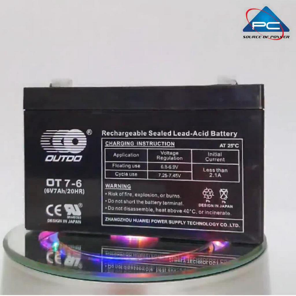 Ắc quy OUTDO OT7-6 6v 7ah dùng cho đồ chơi trẻ em, ô tô đồ chơi, cân điện tử