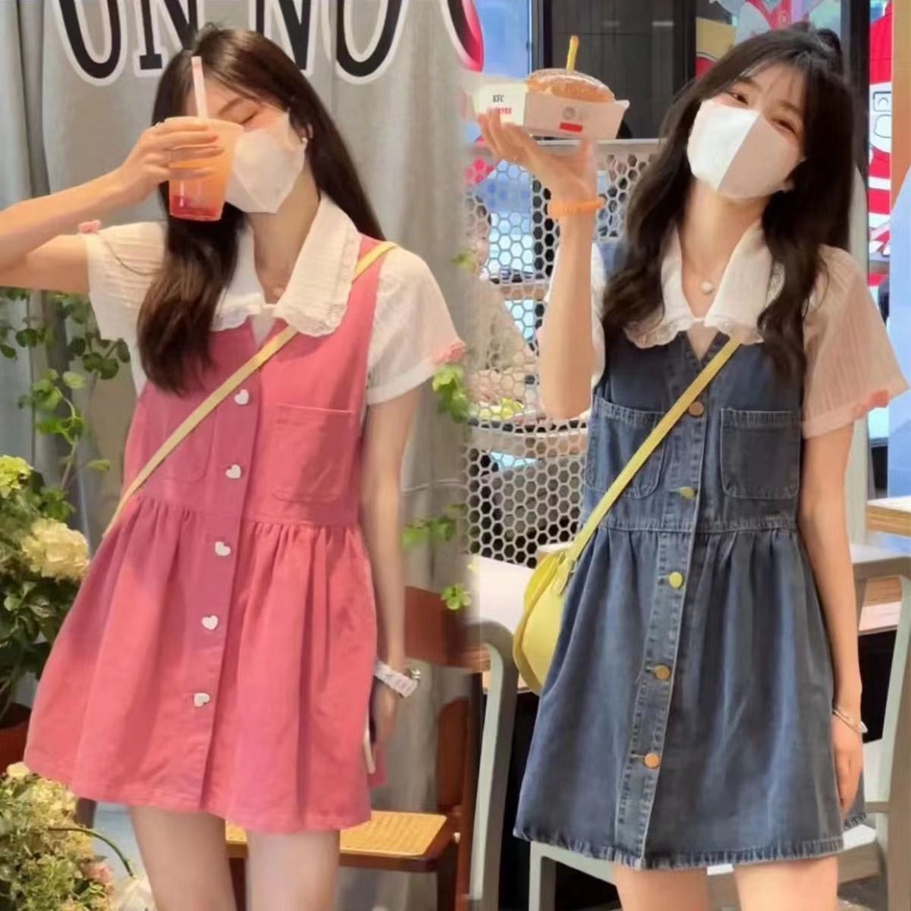 Đầm Yếm Denim Mỏng Không Tay Thời Trang Mùa Hè Mới Dành Đầm Yếm Ngắn Dáng Rộng Chất Liệu Denim Thời Trang Mùa Hè Phong Cách Mới 2022