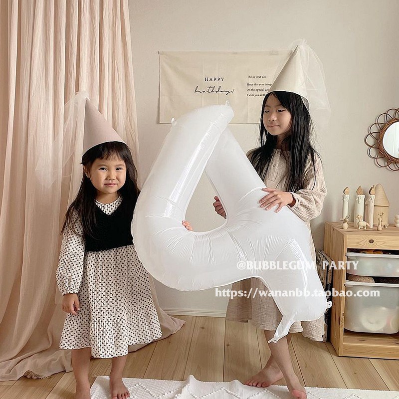 Bong Bóng Lá Nhôm 32 Inch Màu Trắng Dùng Trang Trí Tiệc Sinh Nhật/Đám Cưới