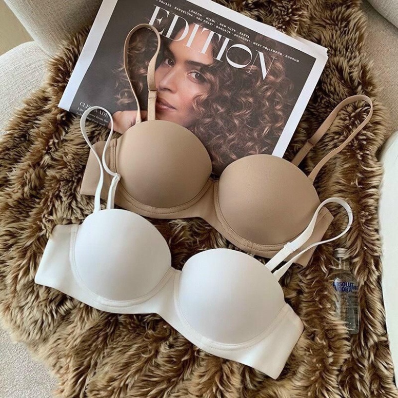 Áo lót xuất cúp ngực cao cấp Nội y xanh Áo cúp ngực không dây nâng ngực sexy chống tụt Vòng 1 Gợi Cảm