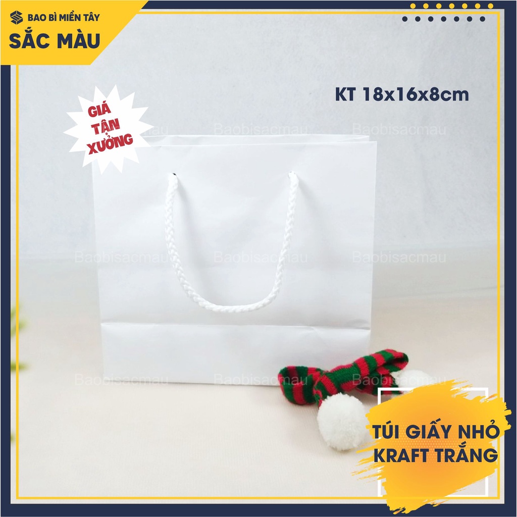 Sét 10 Túi Giấy Kraft Trắng xinh xắn nhiều kích thước