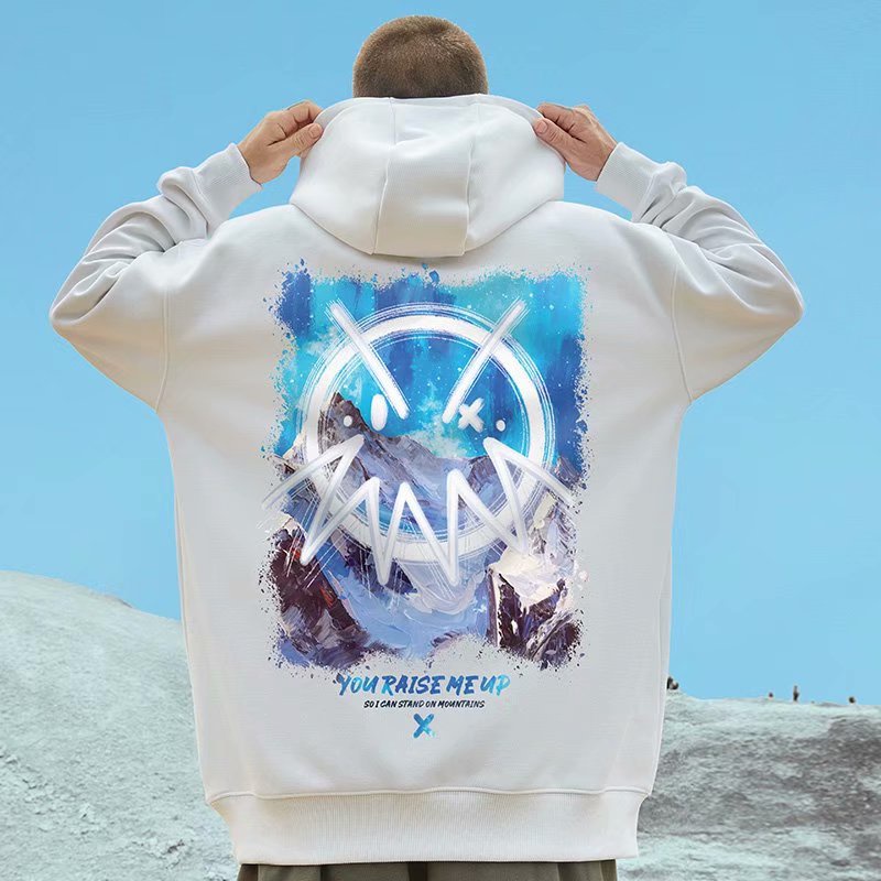 Áo hoodie tay dài dáng rộng in chữ phong cách đường phố Nhật Bản cá tính cho nam cỡ lớn M-8XL