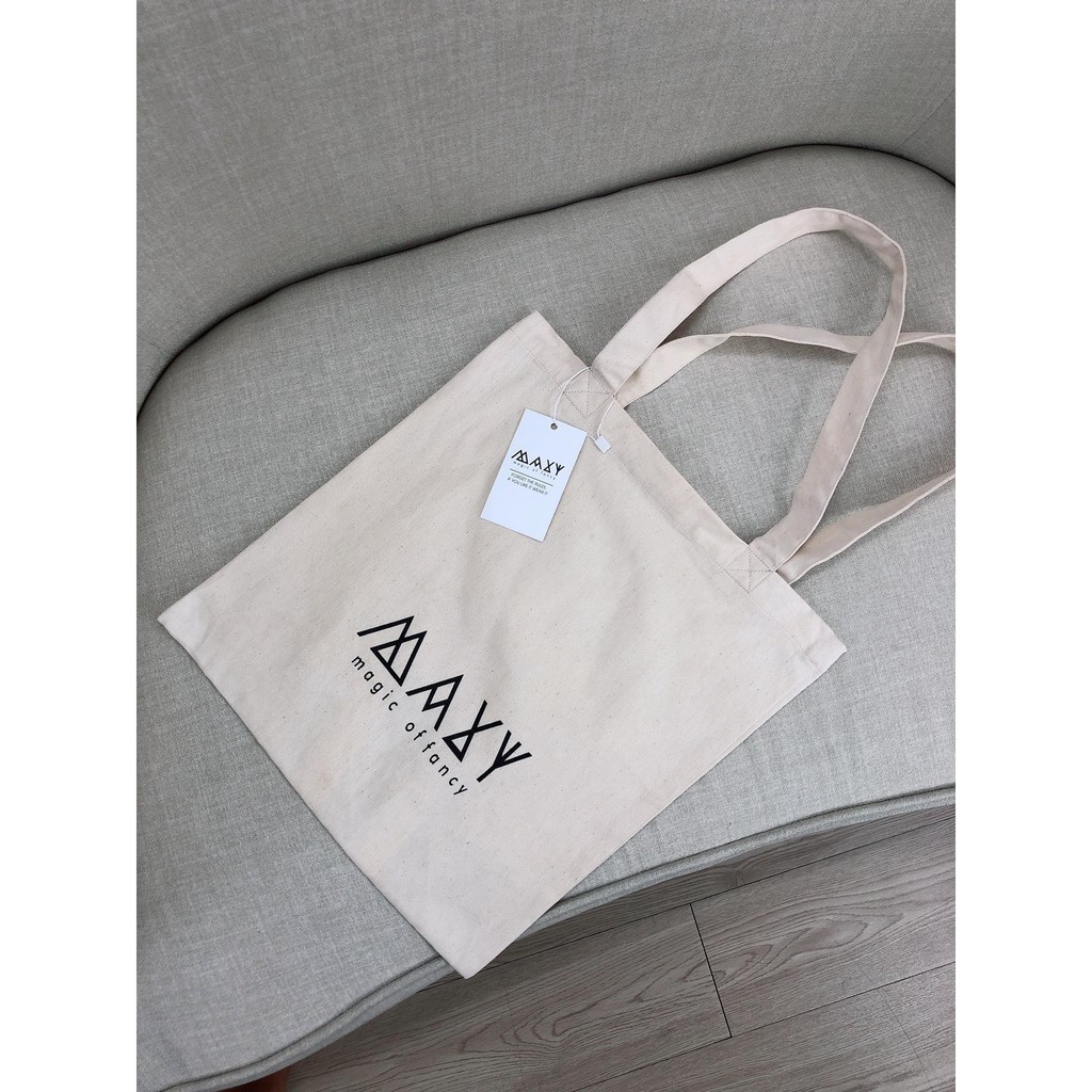 Túi vải canvas đơn giản green message tote Maxy Workshop