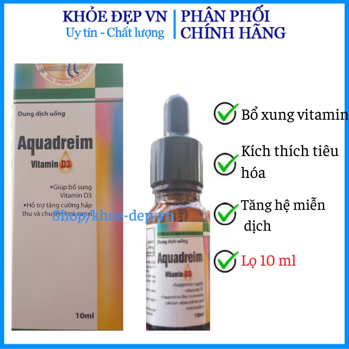 Bluevit Vitamin D3 + K2 MK7 dạng nhỏ giọt cho bé từ 1 tháng tuổi giúp hấp thu canxi, giúp xương và răng chắc khỏe lọ 10m