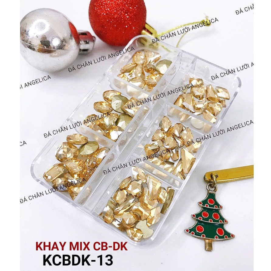 Khay Đá Khổi Mix Đá Chân Bằng Đính Nail 7 Màu Trang Trí Móng ANGELICA KCBDK