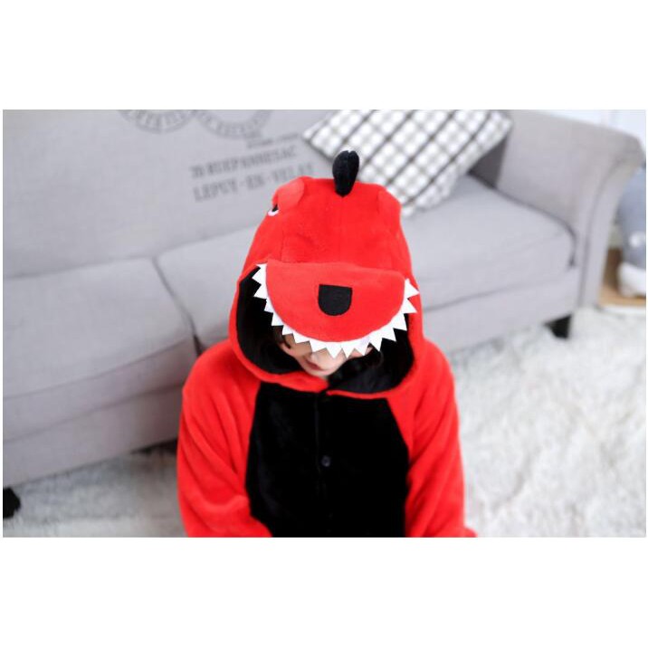 Bộ Đồ Ngủ Liền Cosplay Khủng Long Hoạt Hình Màu Đỏ | BigBuy360 - bigbuy360.vn