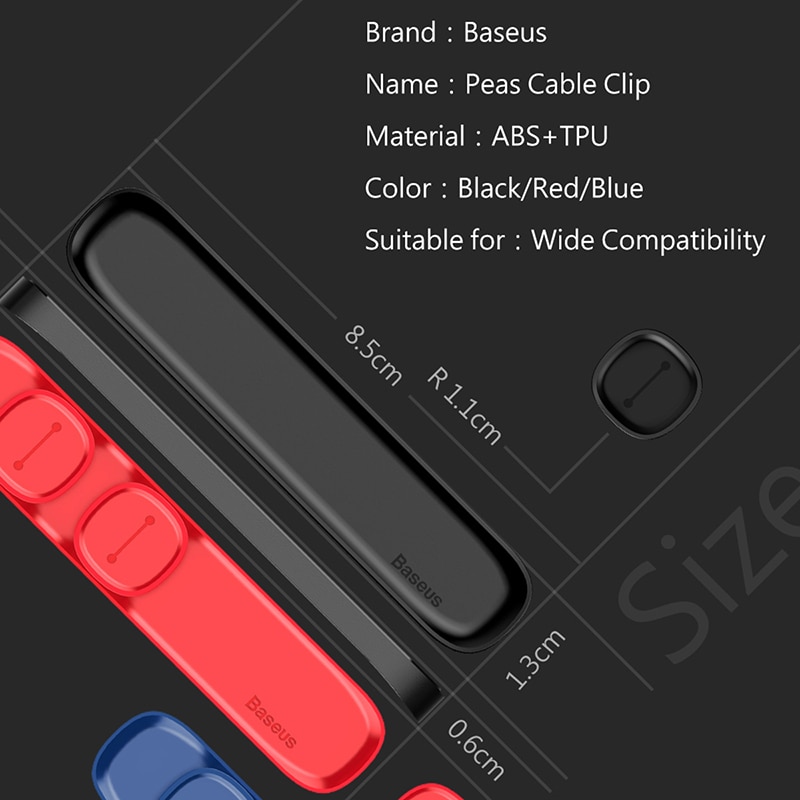 Kẹp Nam Châm Cố Định Dây Cáp Sạc USB Baseus Bằng Silicon Linh Hoạt Tiện Dụng
