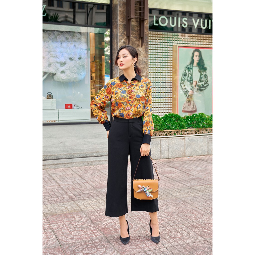 Áo Sơ Mi Nữ Họa Tiết Hoa GILLEE Lụa Tuyết Lisa